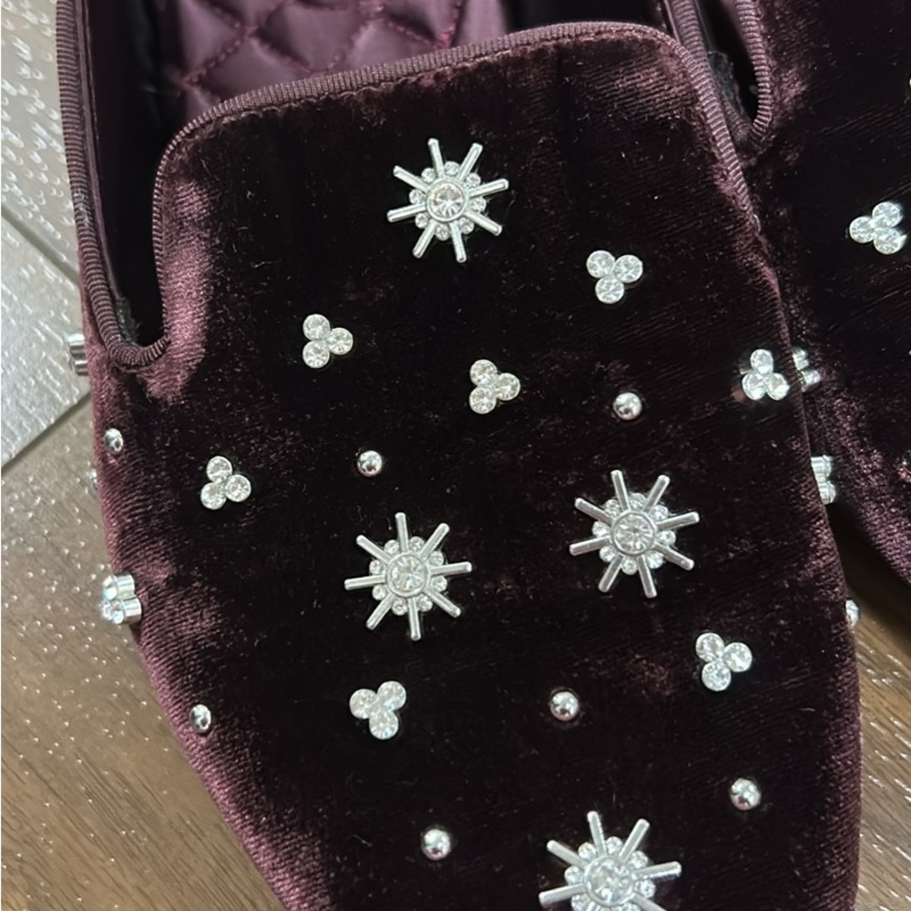 Birdies Women's Velvet Loafers - Burgundy size 9 - Picture 2 of 5